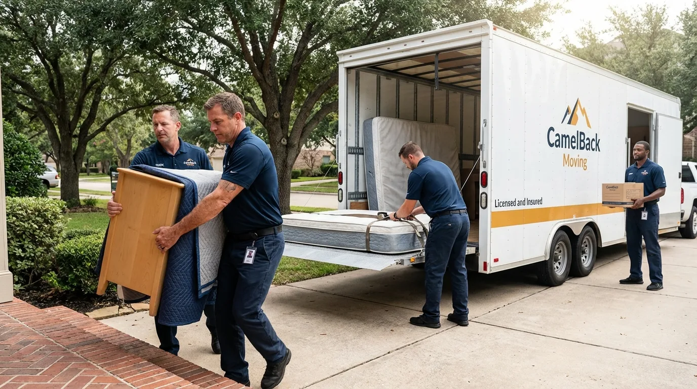 Crew loading residential truck for cross-state move from Somers, MT