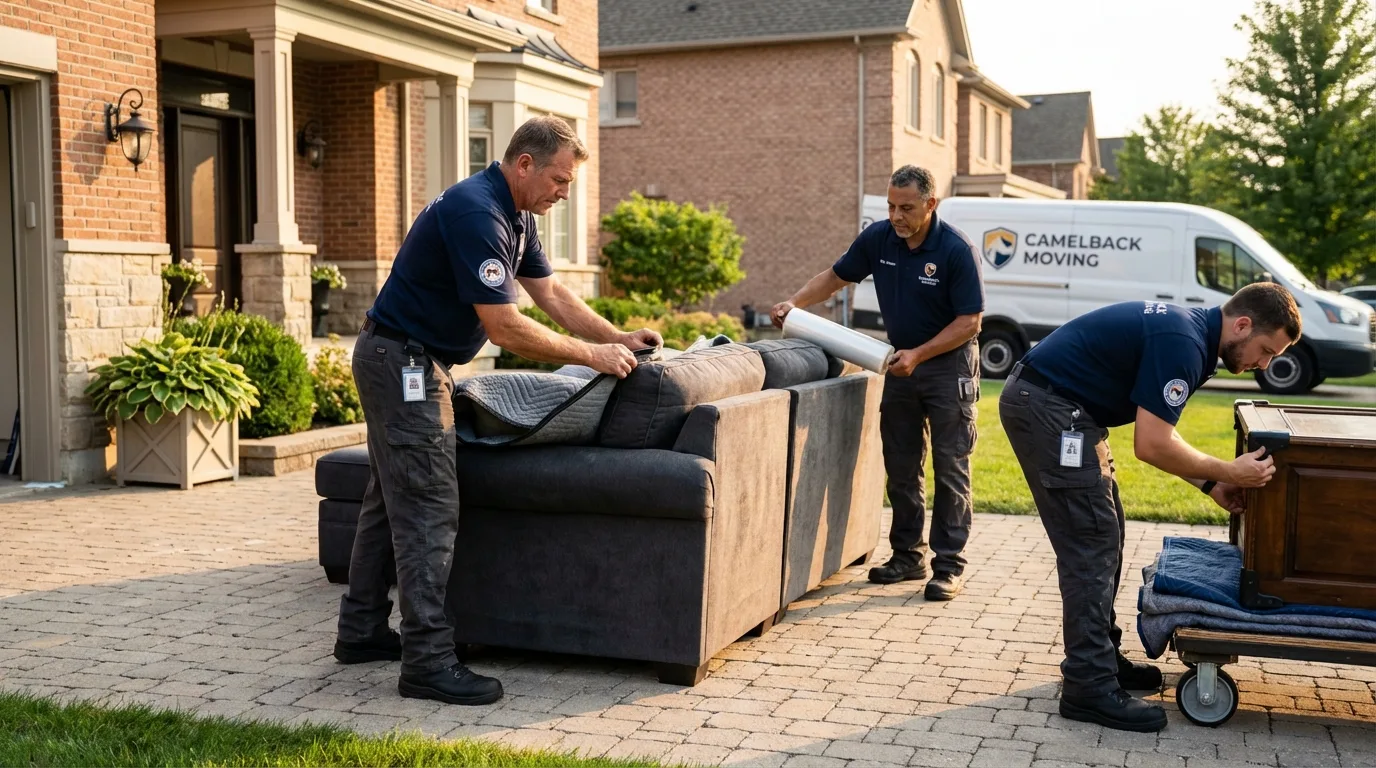 Large estate moving crew wrapping furniture in Somers, MT